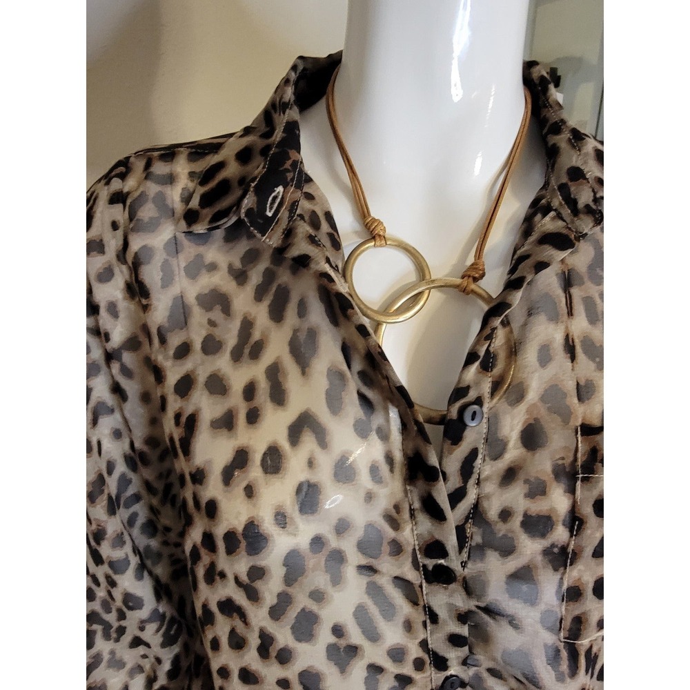 Leopard Print Blouse Sheer‎ with Peekaboo Back Tramp Apparel Brand